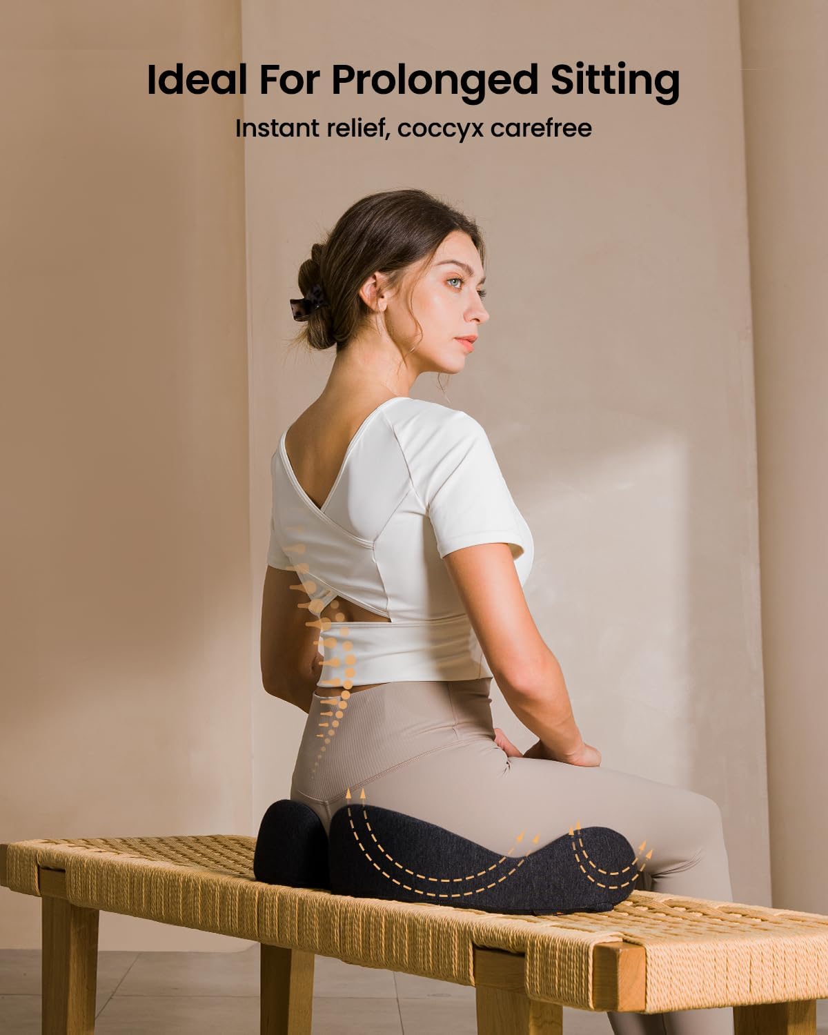 ProtoArc Seat Cushion, Office Chair Cushion for Sciatica, Black | Coccyx Cushion, Ergonomic Memory Foam Seat Cushion for Car, Home, Pressure Relief Pad for Hip, Tailbone, All Day Comfort