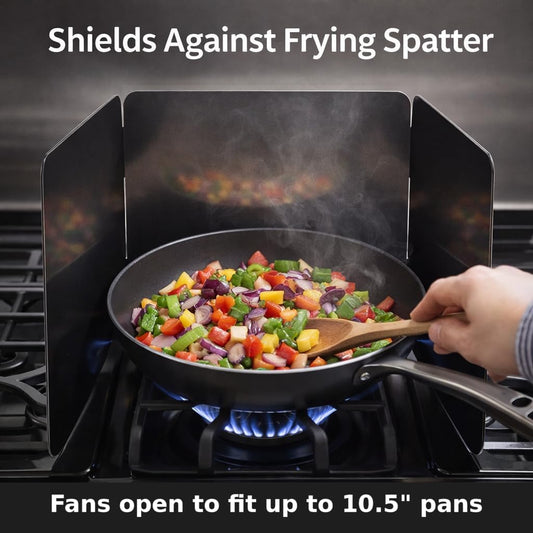 HIC Kitchen Splatter Screen, 18/8 Stainless Steel with Fine Mesh, 9-Inch, Fits Up To 8.5-Inch Pans