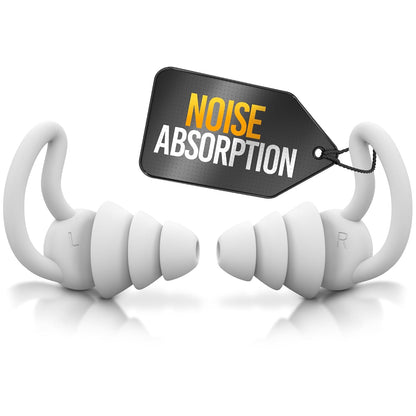 Reusable White Ear Plugs for Sleeping, Reduce 40 dB, Noise Canceling