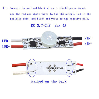 Motion Sensor Switch, DC 3.7v to 24V 4A PIR Motion Sensor for LED Lights, Mini Infrared Sensor Switch That can be Built into The Light bar or Box (3 Pieces 1037）, 3pieces 1037