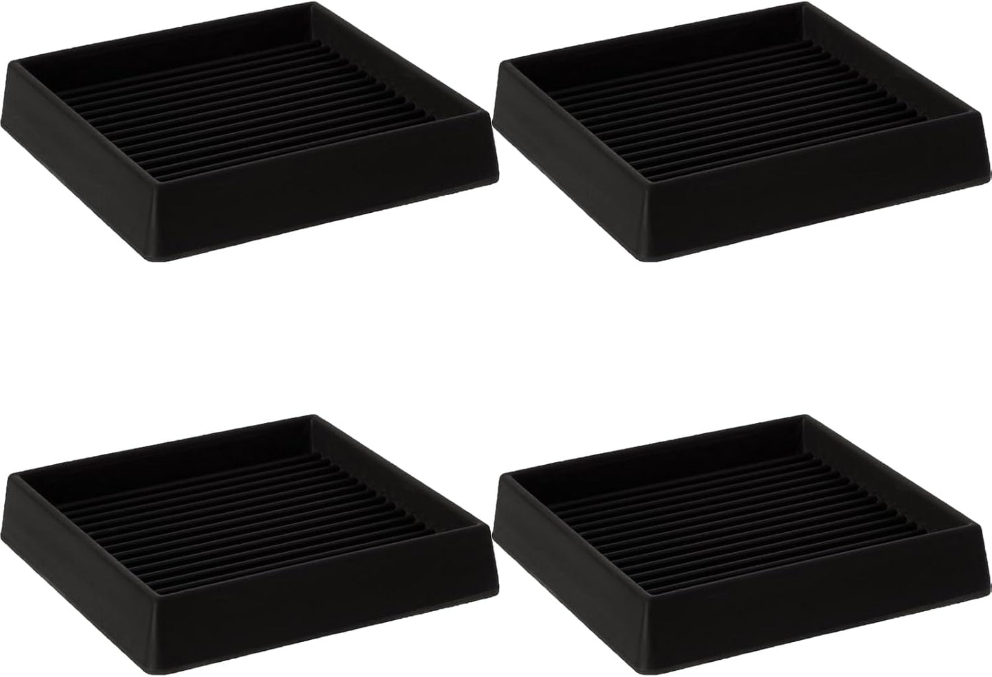 3X3 Square Rubber Caster Cups, Non Slip Furniture Pads - 4 Pack | Anti-Slip Furniture Gripper, Anti Skid Furnitures Feet, Anti Slide Floor Protector for Bed Couch Stoppers, Brown