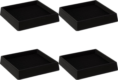 3X3 Square Rubber Caster Cups, Non Slip Furniture Pads - 4 Pack | Anti-Slip Furniture Gripper, Anti Skid Furnitures Feet, Anti Slide Floor Protector for Bed Couch Stoppers, Brown