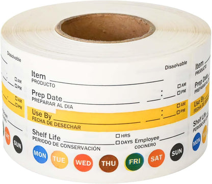 L LIKED Dissolvable Label Shelf Life for Food Rotation Use by Stickers 2 x 3 Inch Roll of 250 Labels