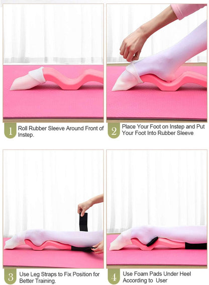 Daydance Kids Women Ballet Foot Stretcher Wooden Arch Enhancer Set with Resitance Bands, for Ballet, Gymnastics, Yoga