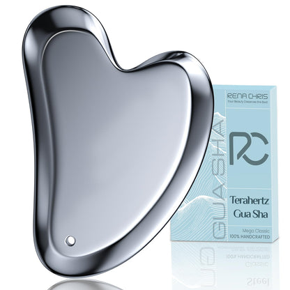 Rena Chris Gua Sha Facial Tools, Stainless Steel Guasha Tool for Acupuncture, Manual Massage Tool for Jawline Sculpting and Puffiness Reducing, Gua Sha Facial Massage Tool, Skin-Care Gift (Silver) | Face Massage Tool for Jawline Sculpting, Puffiness