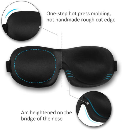 Sleep Mask SleepFun Invisible Alar Deep Orbit 3D Eye Mask Ultra Lightweight & Comfortable Sleeping Mask for Travel, Nap, Shift Works, Black & Blue