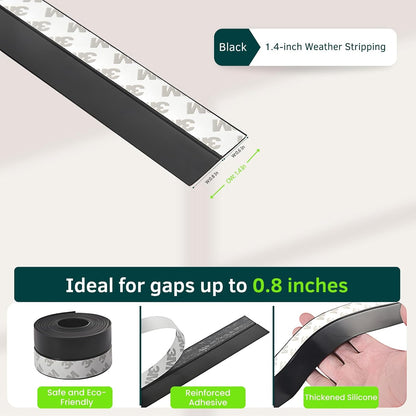Weather Stripping Door Seal - Updated 1.4in Door Draft Stopper | Silicone Seal Strip for House and Glass Shower Doors for Windows Gaps of Collision and Side, Window Insulation for Winter