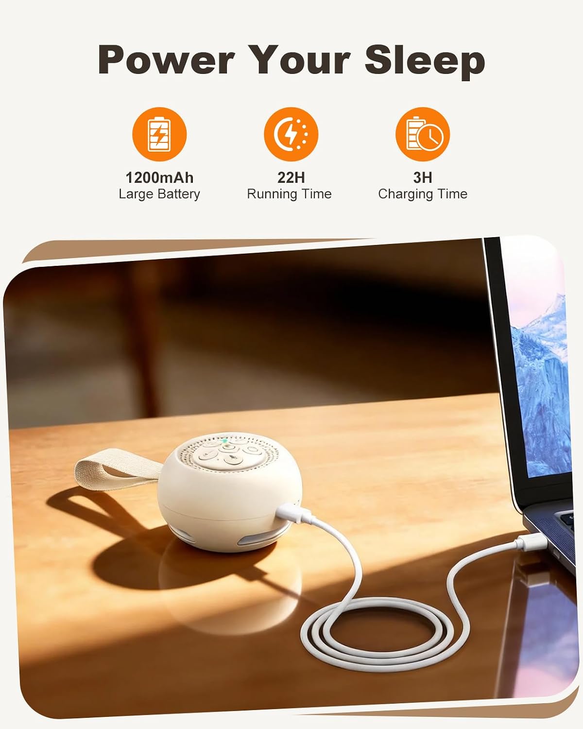 White Noise Sound Machine with Voice Recording, 16 Soothing Sounds Portable Noise Machine, Night Light, Timer, Rechargeable White Noise Machine for Sleeping Nursery Home Office Travel