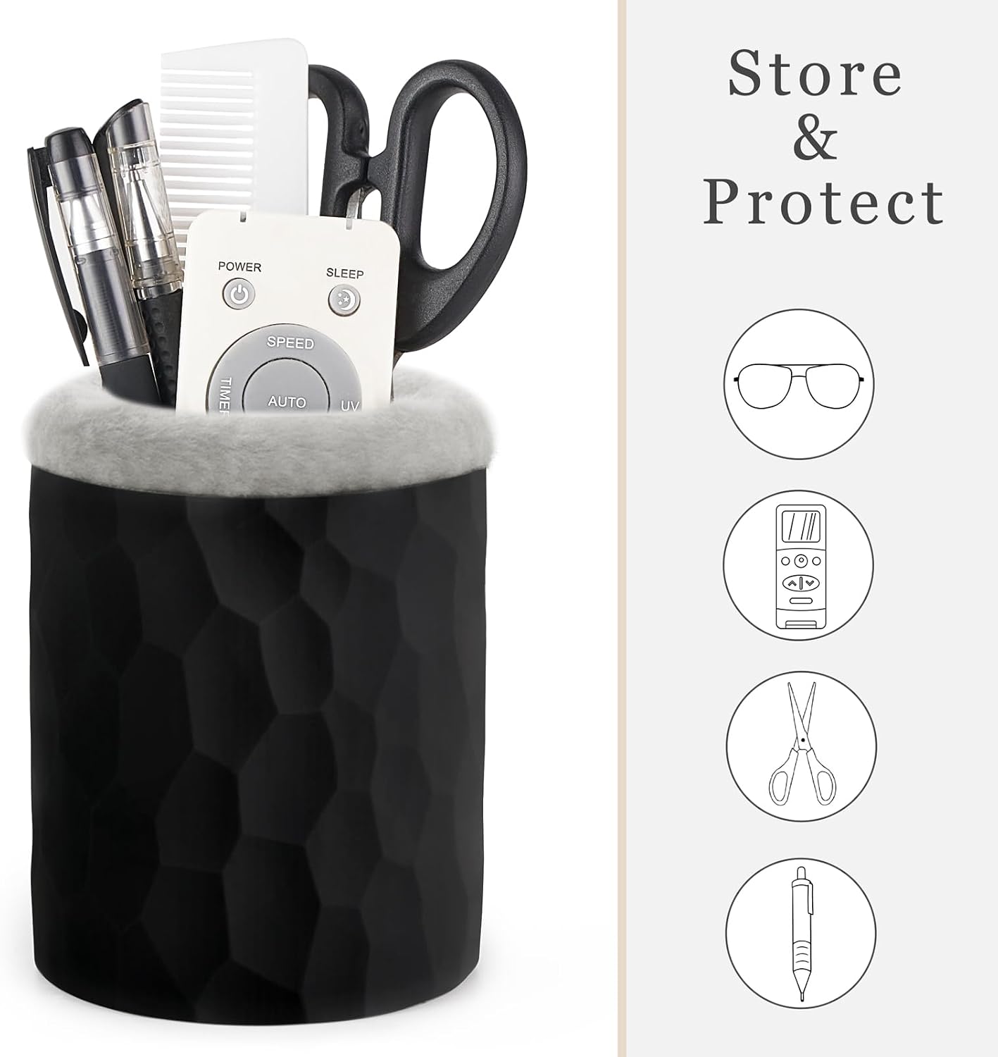 Mkono Glasses Holder for Nightstand, Plush Lined Eyeglass Stand Organizer | Prevents Lens Scratches, Stable Base, Soft Silicone Case Material, Multi-Use Storage, for Bedside, Table, Desk, Office, Car