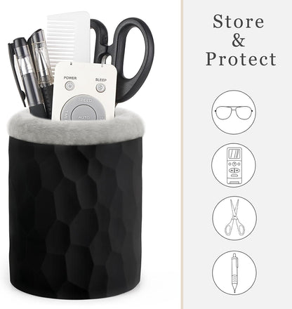 Mkono Glasses Holder for Nightstand, Plush Lined Eyeglass Stand Organizer | Prevents Lens Scratches, Stable Base, Soft Silicone Case Material, Multi-Use Storage, for Bedside, Table, Desk, Office, Car