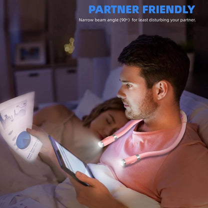 Neck Reading Light, Book Light for Reading in Bed, 3 Modes USB Rechargeable Hands Release Reading Lamp for Reader Knitting Camping Repairing (Pink)