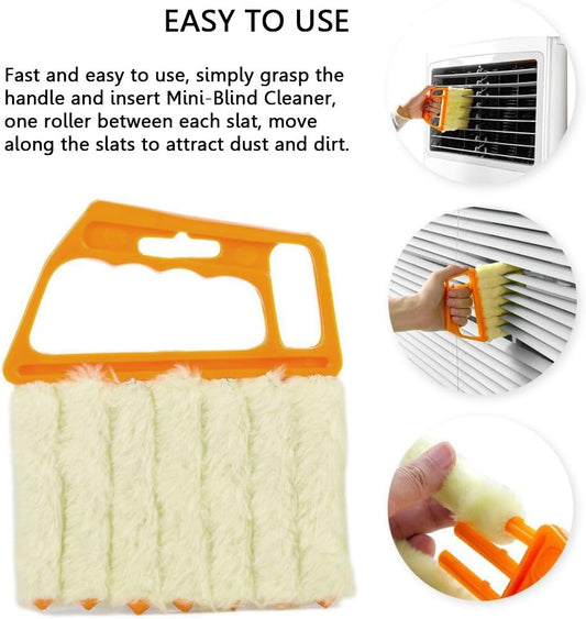 Blind Cleaner Brush , Blinds Dust Shutters , Mini Washable & Removable Window Air Conditioner Duster With 7 Slat Handheld Household Kitchen Cleaning Tools , For Awnings , Siding , Vinyl , Car , Fan