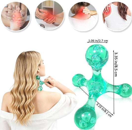 Triangle Relief Massage Ball, Mini Crystal Handheld Trigger Massager, Deep Muscle Tissue Palm Pressure Point Massage Tool, for Neck Shoulder Back Muscle Pain Relief, Transparent Green