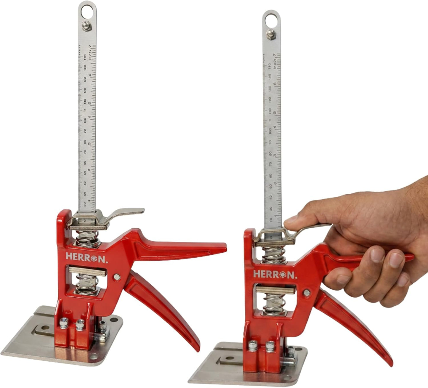 HERRON Labor Saving Arm Jack 2-Pack, 440 lbs Cabinet Lifter, 6 inch Lift | Built-in measuring scale, all-steel construction, one-hand pump operation, for cabinets, doors, drywall and flooring