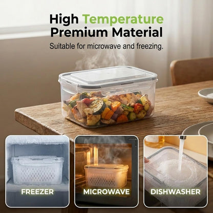 Fruit Storage Containers for Fridge, 2026 New Airtight Produce Storage Containers with Lids, Stackable Refrigerator Organizer Bins for Berries, Vegetables, Lettuce, Grapes (Blue, Small)