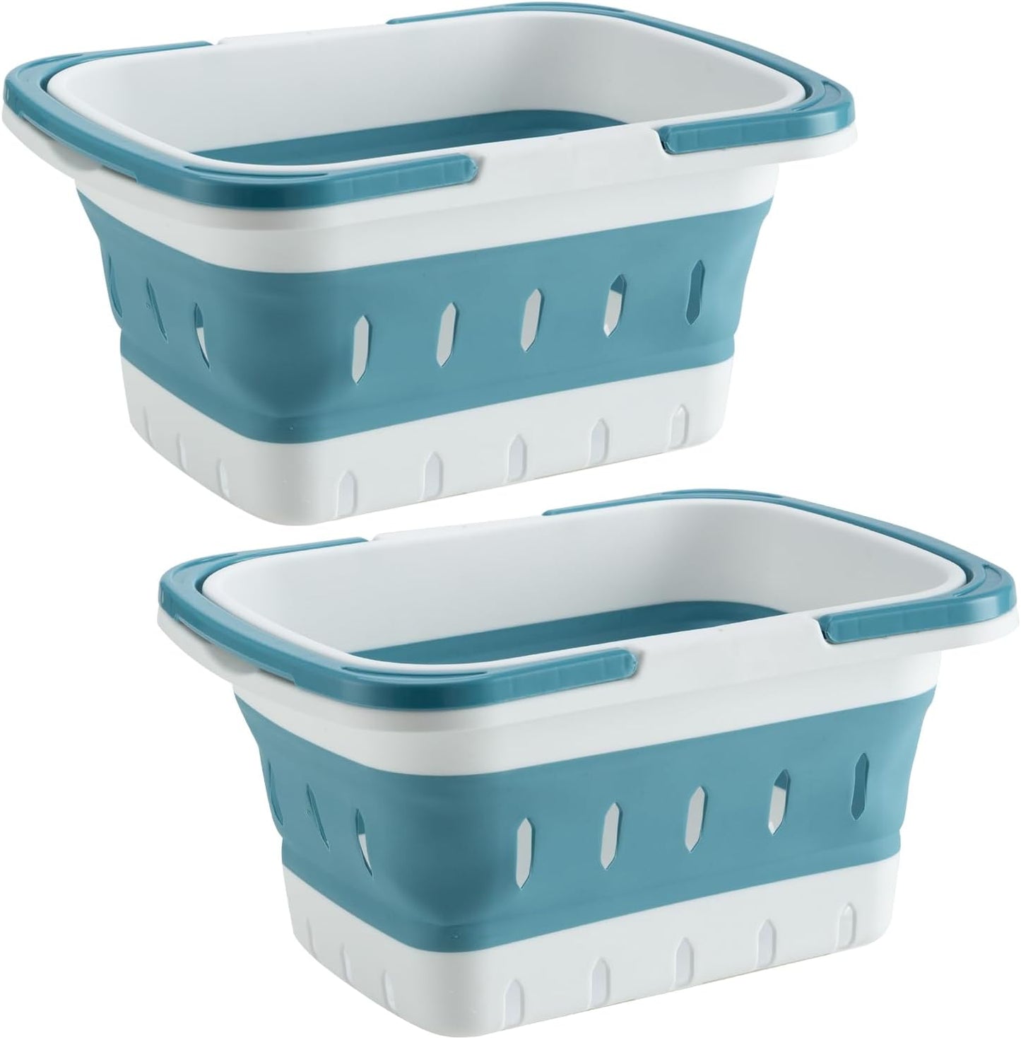 Plastic Caddy for Cleaning Supplies Products, Storage Collapsible Basket with Handles, Box Organizer Bin for Bathroom, Kitchen, College Dorm,Gym (Blue 1 pack)