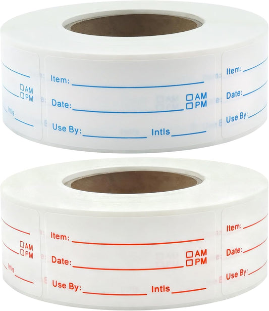 1200 Pieces Removable Food Labels Stickers, 2 Rolls 1x2 Inch