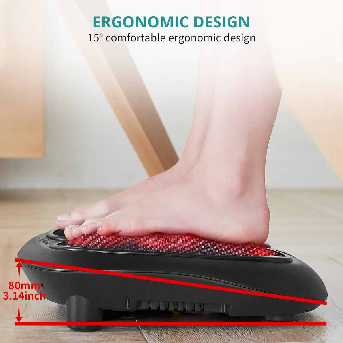 Nekteck Foot Massager with Heat, HSA Eligible FSA Massage Tools Gifts | Shiatsu Heated Electric Kneading Foot Massager Machine for Plantar Fasciitis, Built-in Infrared Heat Function and Power Cord