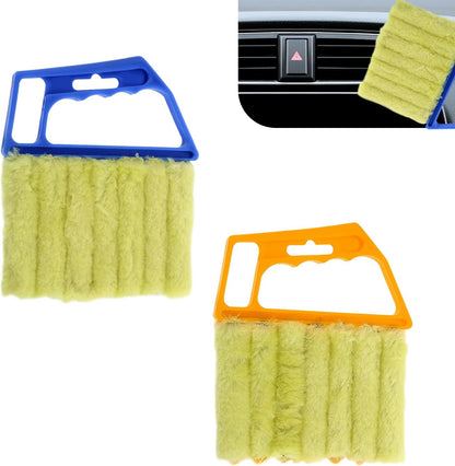 WZP 2PCS Blind Cleaner Duster Tool, Mini 7 Fingers Air Vent Cleaners | Handheld Washable Blind Cleaner, Universal for Blinds, Air Conditioner Vents, Fans Vents (Orange & Blue)