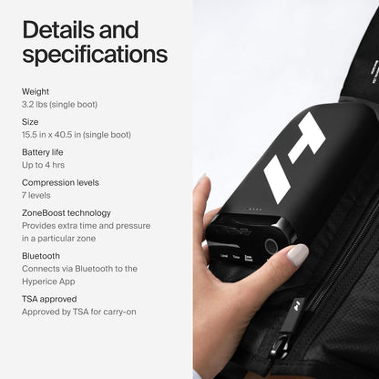Hyperice Normatec Elite Wireless Compression Boots Recovery Size Standard | Increase Circulation | Symmetrical Massage | Bluetooth | Reduce Aches Pains | Pressure Sensor Feedback | 7 levels | Portable