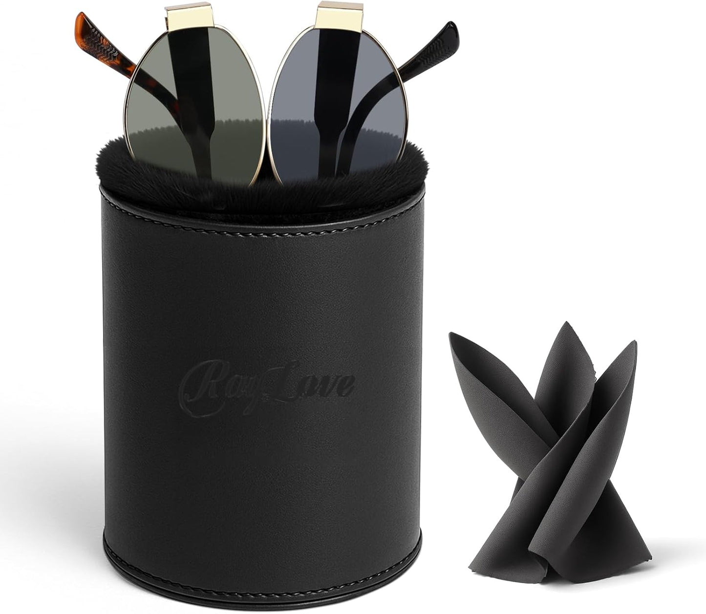 RayLove Leather Eyeglasses Case, Glasses Case, Anti-scratch Glasses Storage Organizer, Sunglasses Case with Soft Plush Lining
