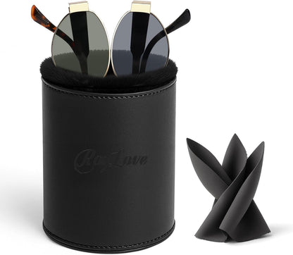 RayLove Leather Eyeglasses Case, Glasses Case, Anti-scratch Glasses Storage Organizer, Sunglasses Case with Soft Plush Lining
