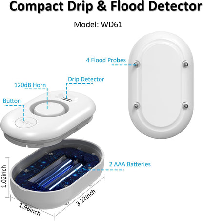 WiFi Water Leak Detector for Home with App Alert, 2.4Ghz Gateway + 6 Sensor | 120dB Water Flood/Drip Alarm for Basement/Kitchen/Bathroom/Toilet/Laundry Room,Under Sink/Pipe/Faucet Leakage Detection