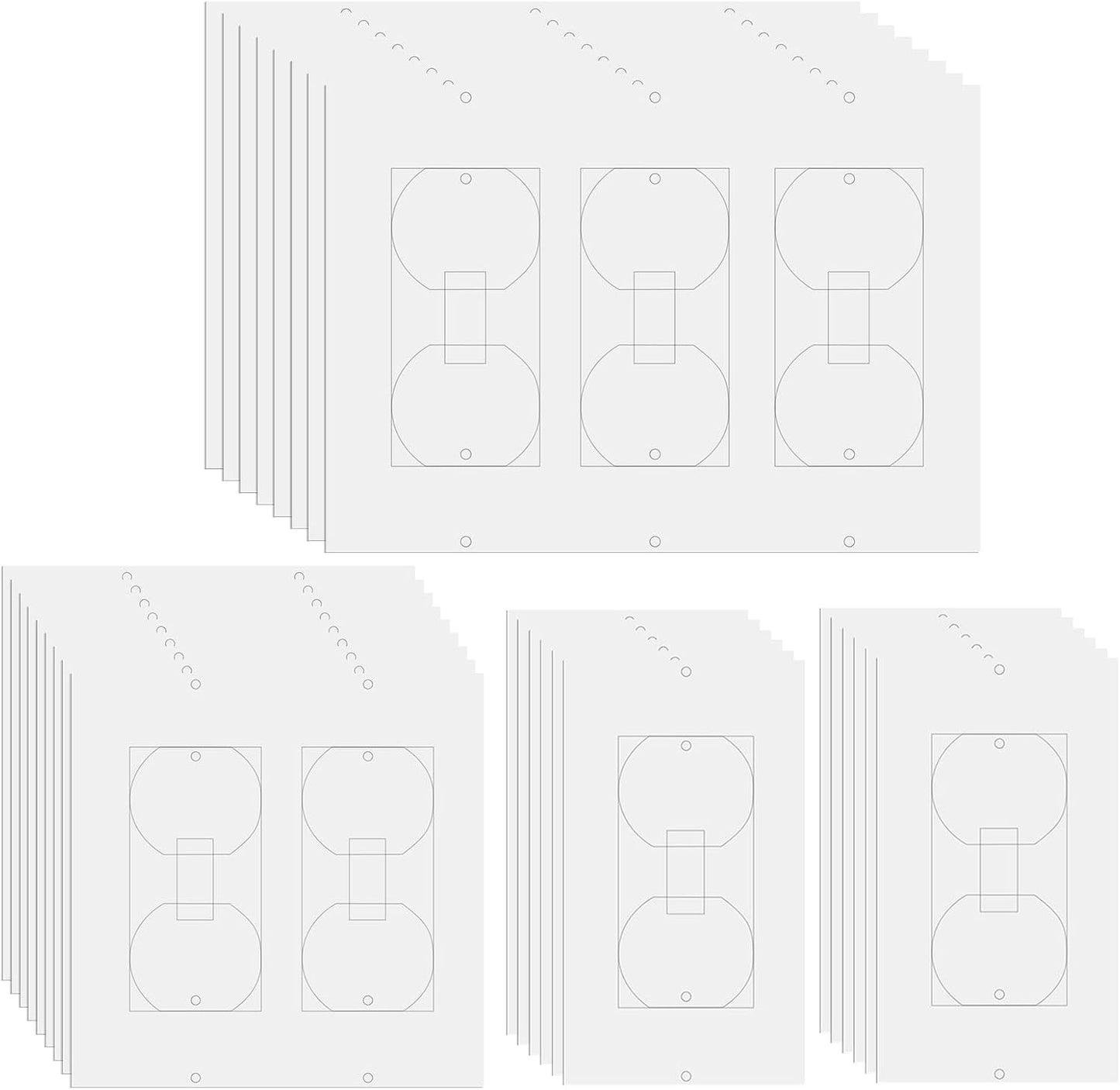 30Pack Outlet Insulation Pads, Wall Plate Gasket Draft Stopper Seal | 3 Sizes for Single Double Triple Plates, 3mm EVA Foam, No-Tool Install, Thermal Sound Energy Saver