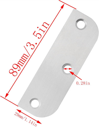 CHENJIN 3PCS Stainless Steel Door Hinge Filler Plate 3.5 inch Silver with 9 Screws Hole Cover Blank Hinge Spacer