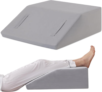 Ruqmuis Leg Elevation Pillow for After Surgery, 10inch Foam Leg Elevating Pillow for Swelling and Blood Circulation, Leg Wedge Pillow for Sleeping, Knee Pillow for Knee Hip Ankle Pain Relief, Velvet