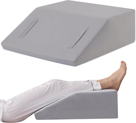 Ruqmuis Leg Elevation Pillow for After Surgery, 10inch Foam Leg Elevating Pillow for Swelling and Blood Circulation, Leg Wedge Pillow for Sleeping, Knee Pillow for Knee Hip Ankle Pain Relief, Velvet