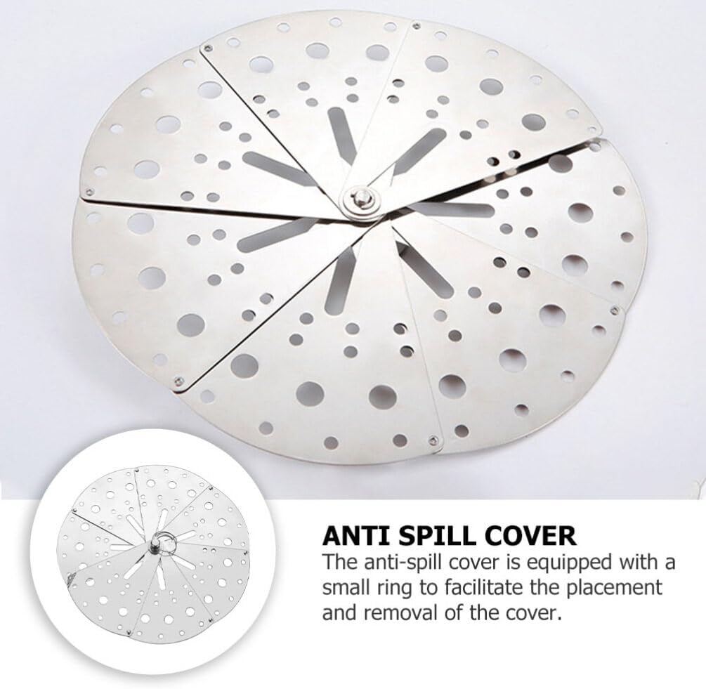 Cabilock Spill Stopper Lid Cover Stainless Steel Adjustable Expandable Boil Over Safeguard Pot Pan Lid Overflow Stopper for Kitchen Tool Silver