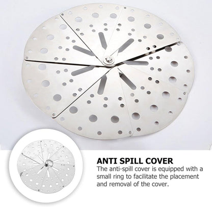 Cabilock Spill Stopper Lid Cover Stainless Steel Adjustable Expandable Boil Over Safeguard Pot Pan Lid Overflow Stopper for Kitchen Tool Silver