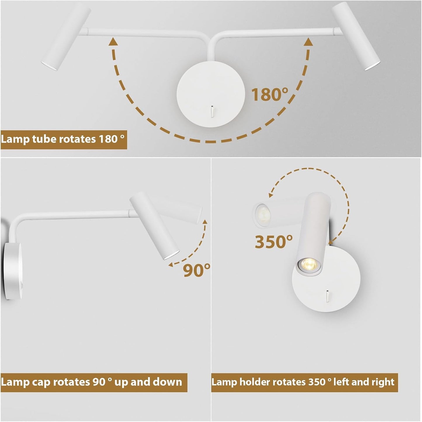 ZEROUNO Wall Mounted Reading Light for Bedroom LED Hardwired Sconce with Switch on/Off Modern 3000K Swing Arm Bedside Wall Mount Lamp (Black)