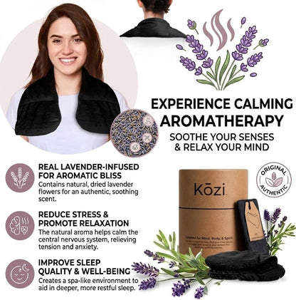 Kozi Neck Heating Pad | Microwaveable Weighted Shoulder Heating Pad | Neck and Shoulder Heating Pad with Clay Beads & Aromatherapy (Khol)