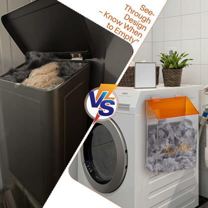 Picowe Magnetic Laundry Storage, Large Clear Acrylic Lint Holder Bin with Lid for Laundry Room with Dryer Lint Brush, Space-Saving Trash Container Hanging on Dryer, Washer or Wall Mount Trash Bin