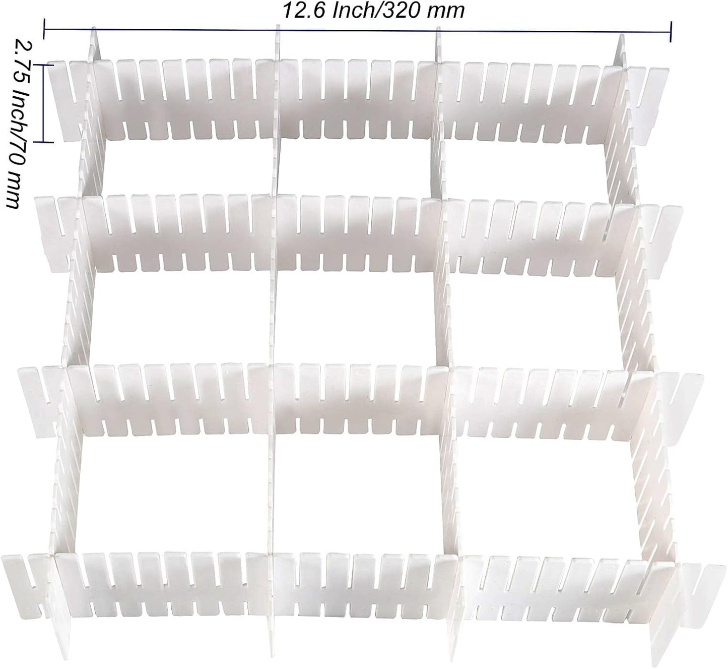 MUKCHAP 72-Piece DIY Grid Drawer Organizer - 12.6 Inch Adjustable Drawer Dividers for Sock, Underwear, Scarf - 36 White, 36 Pink