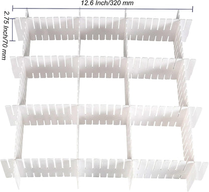 MUKCHAP 72-Piece DIY Grid Drawer Organizer - 12.6 Inch Adjustable Drawer Dividers for Sock, Underwear, Scarf - 36 White, 36 Pink
