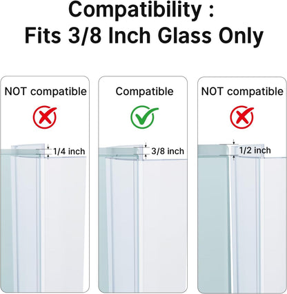 AmazerBath 3-Pack 15.75" Shower Door Bottom Seal for 3/8"(10mm) Glass - 3 Section Segmented Shower Installation Kit Frameless Glass Door Seal Strip