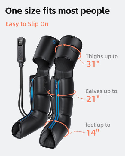SHINE WELL Air Compression Leg Massager with Heat for Circulation and Pain Relief, Foot Calf & Thigh Recovery Compression Boots, Sequential Compression Device for Workout Relaxation, Gift for Mom Dad