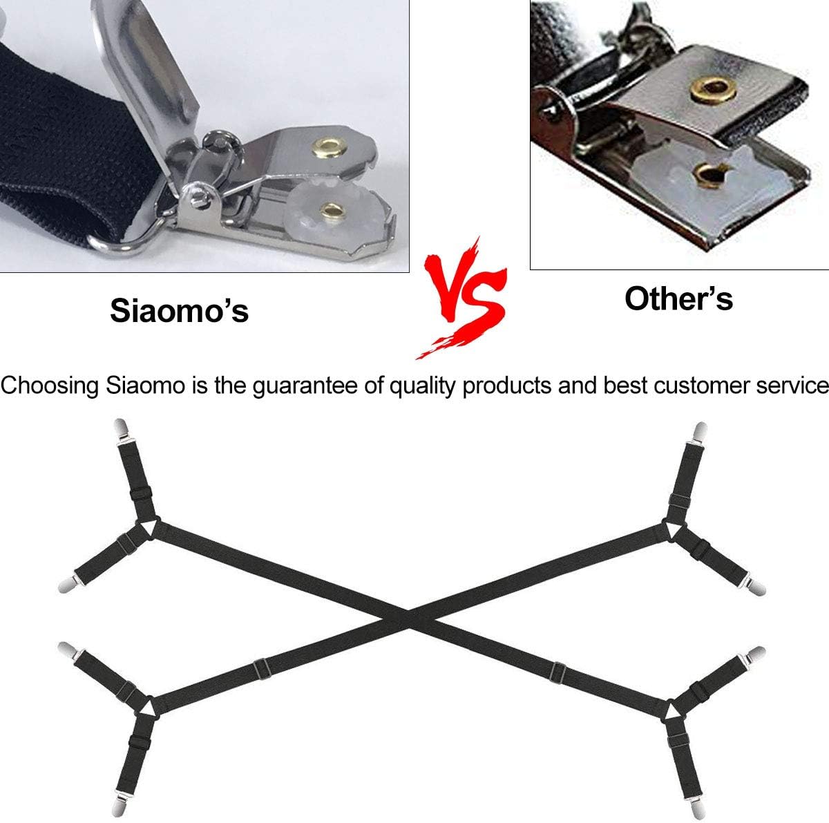Bed Sheet Holder Straps - Sheet Straps Adjustable Bed Sheet Clips Fasteners Keep Sheets Stays in Place,2Pcs/Set Black