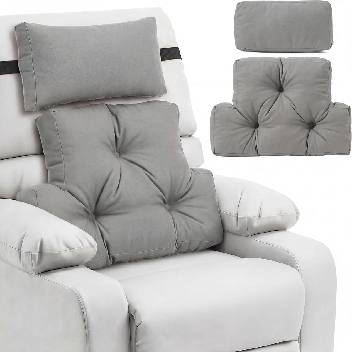 Novabright 2 Pcs Recliner Headrest Back Pillows for Back Support Pillow for Couch with Adjustable Recliners Pillow for Headrest for Chairs Sofa Couch and Bed (Dark Gray)