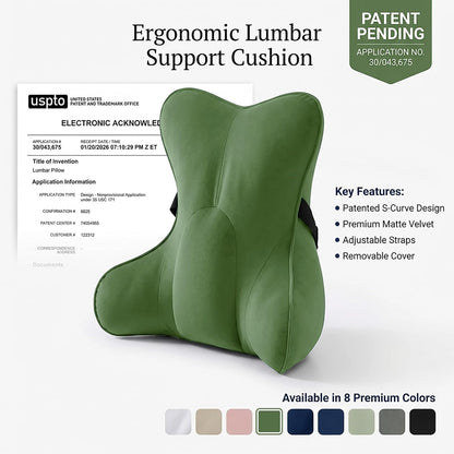 Lumbar Support Pillow(Pat. Pend) – Multi-Functional Ergonomic Back Cushion for Sofa Chair, Car Seat & Sofa, Reading Pillow with Firm Multi-Zone Support to Relieve Lower Back Pain, Misty White