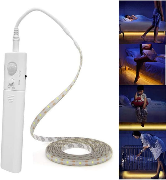 Battery Powered,Motion Sensor Led Light Strips Smart Night Light Motion Activated Led Strip Light for Room Cool White Light-5M / 16.4ft