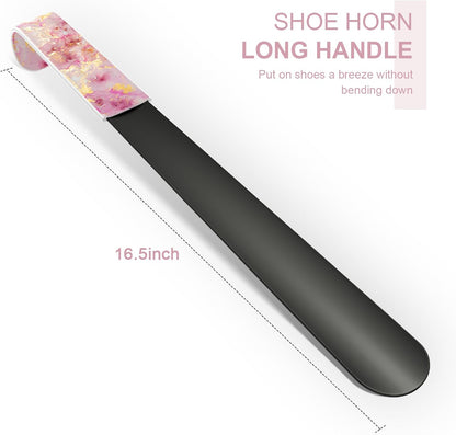 16.5 Inch Long Handle Shoe Horn for Seniors Men Women Kids, Metal Shoe Horns for Boots