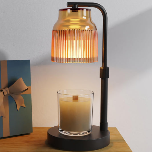 Candle Warmer Lamp with Timer Dimmer,Adjustable Height with 2 Bulbs,Birthday Gifts for Women,for Jar Candles Home Decor,Black
