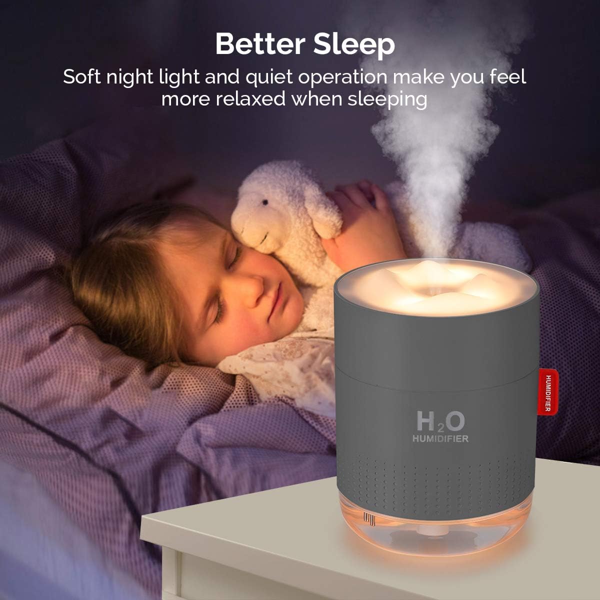 Portable Mini Humidifier, 500ml Small Humidifier for Bedroom Travel, White | USB Personal Cool Mist Humidifier for Baby Room Office Desk Home Plants, Auto Shut-Off, 2 Mist Modes, Super Quiet