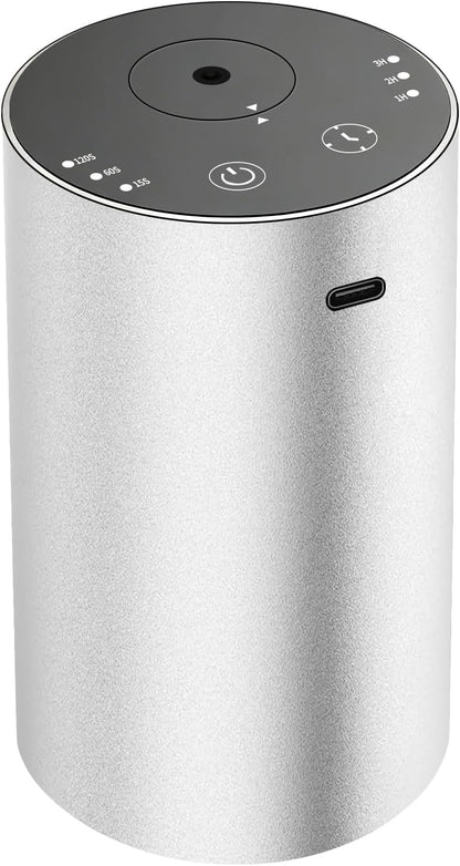 URPOWER Waterless Essential Oil Diffuser Cordless Mini Scent Diffuser 20mL | Includes 2 x 20mL Hotel-Inspired Essential Oils, Rechargeable Aluminum Waterless Diffuser for Car, Home & Office, Black