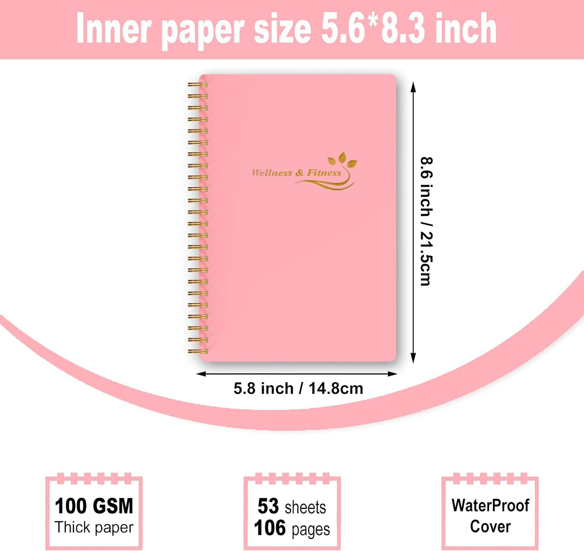 Wellness Planner & Fitness Log - Daily Diet & Health Journal with Weight Loss, Wellness Journal Notebook for Tracking Fitness, Sleep, Nutrition, Meal, Habits, A5(5.8 x 8.6 inch) (Green)