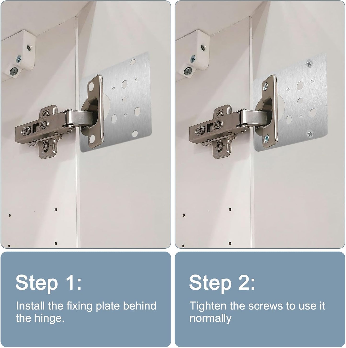 uxcell Cabinet Hinge Repair Plate, 2 Set 90mm/3.54" Stainless Steel Kitchen Cupboard Door Hinge Repair Plate Kit Includes Fixing Screws for Wooden Kitchen Cabinet Doors, Black